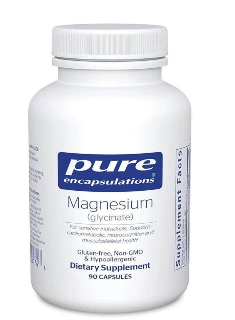 Pure Encapsulations Magnesium Glycinate 120mg - Bioavailable Magnesium Chelate Tiredness And Fatigue Supplement - 90 Capsules - Image 1
